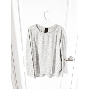 Heather Basket Jacquard Raglan Pullover Grey Large